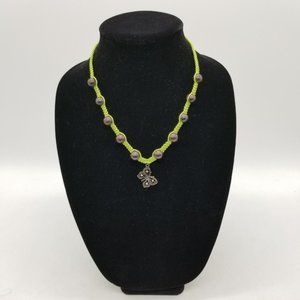 Handmade Beaded Hippie Hemp Cord Necklace with Butterfly Charm Pendant, Bohemian